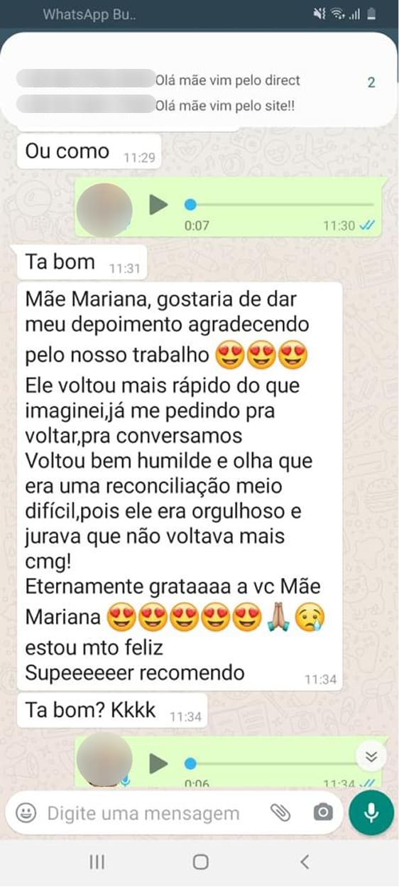 Mãe Mariana - Traga Seu Amor de Volta - Trabalhos espirituais online - Amarrações - Prosperidade, Amor, Família - Consulta Online - Tarot - www.maemaria.com.br - Galeria de imagens